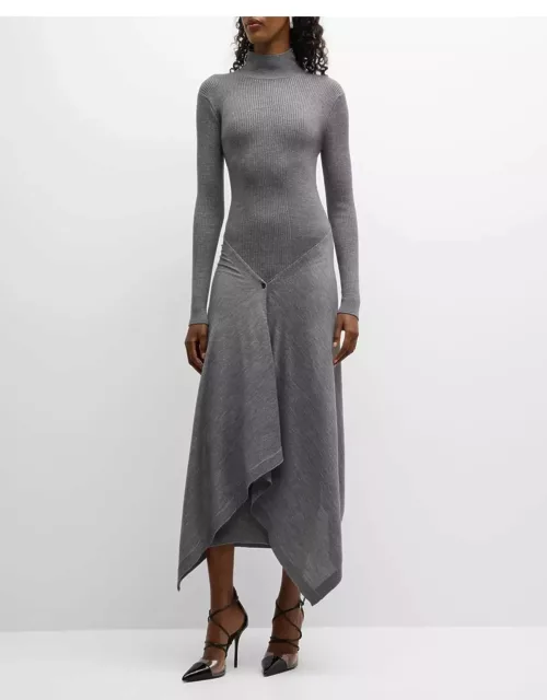 Cashmere Knit Midi Dress with Cape