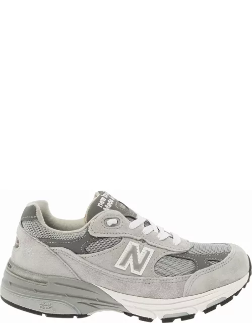 New Balance 993 Grey Low Top Sneakers With Logo Patch In Suede Woman