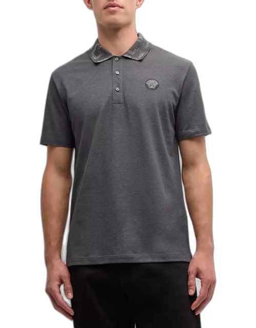 Men's Greca-Collar Polo Shirt