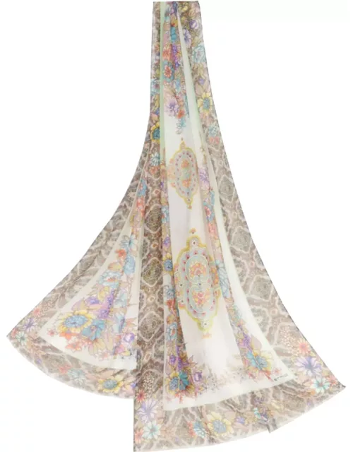 Etro Multicolor Scarf With bouquet Medaglioni Print In Silk Woman