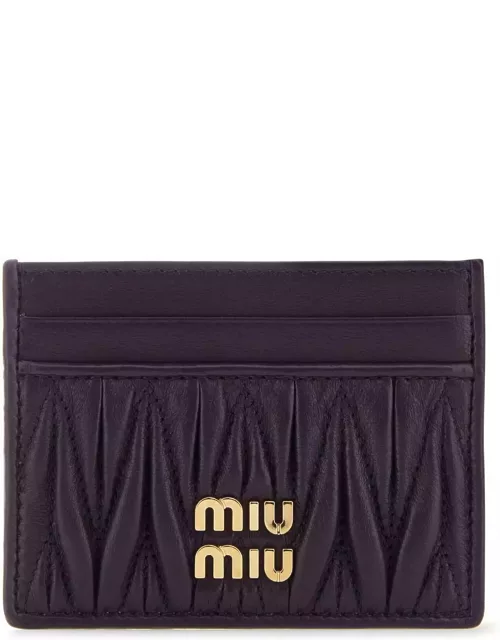 Miu Miu Aubergine Nappa Leather Card Holder