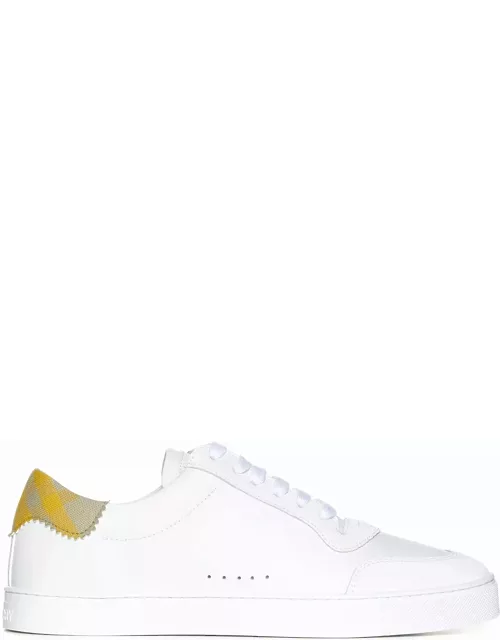 Burberry White Leather Check Sneaker