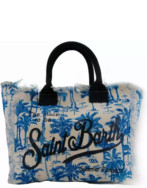 MC2 Saint Barth Vanity Saint Beach Bag In Blue Canva