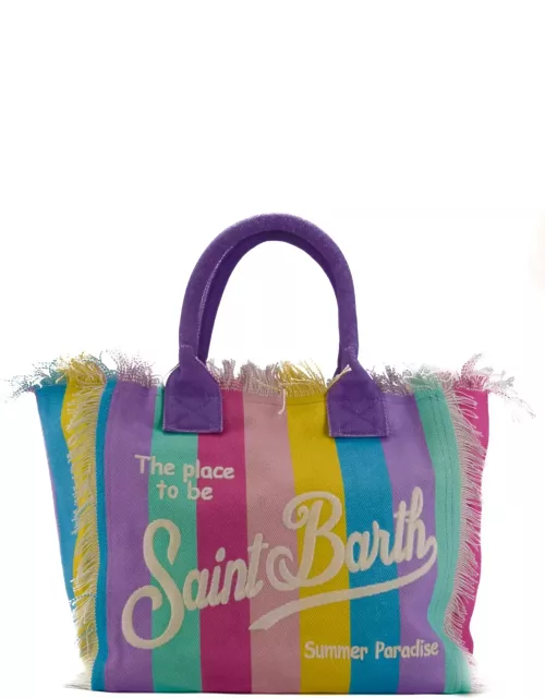 MC2 Saint Barth Vanity Striped Pop Bag In Canva