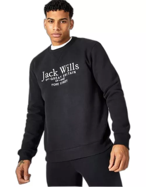 Jack Wills Belvue Graphic Logo Crew Neck Sweatshirt - Black