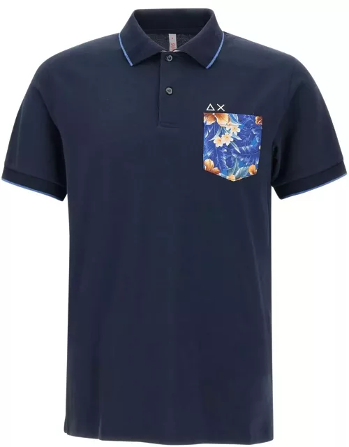 Sun 68 print Pocket Cotton Polo Shirt