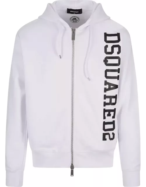 White Dsquared2 Cool Fit Zip Hoodie