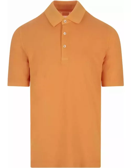 Fedeli Orange Light Cotton Piquet Polo Shirt