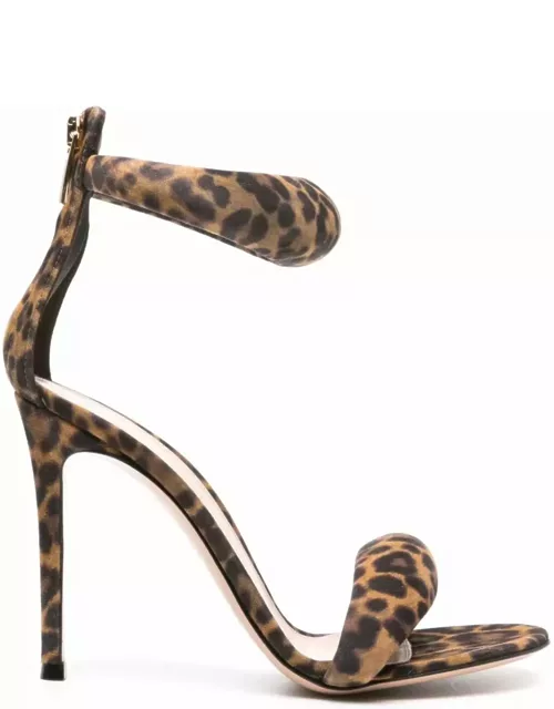 Gianvito Rossi Leopard Suede Bijoux Sandal