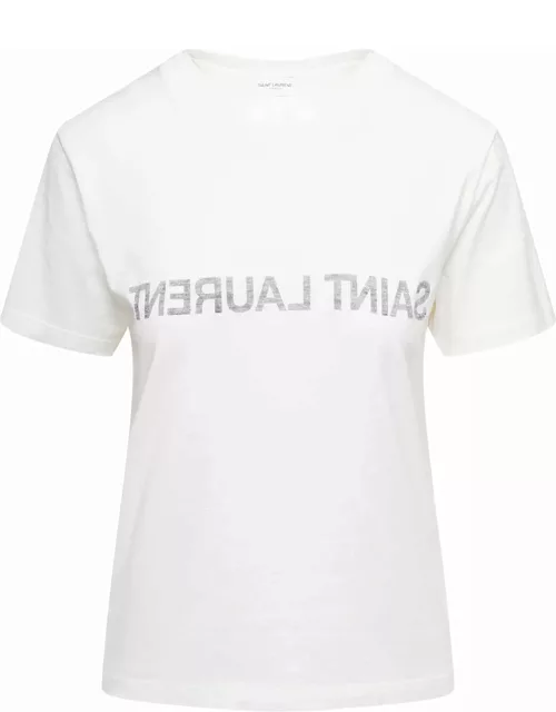 Saint Laurent Crewneck T-shirt With Reverse Logo