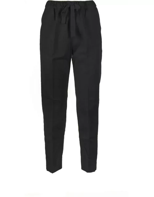 Myths Black High-waisted Trousers With Drawstring