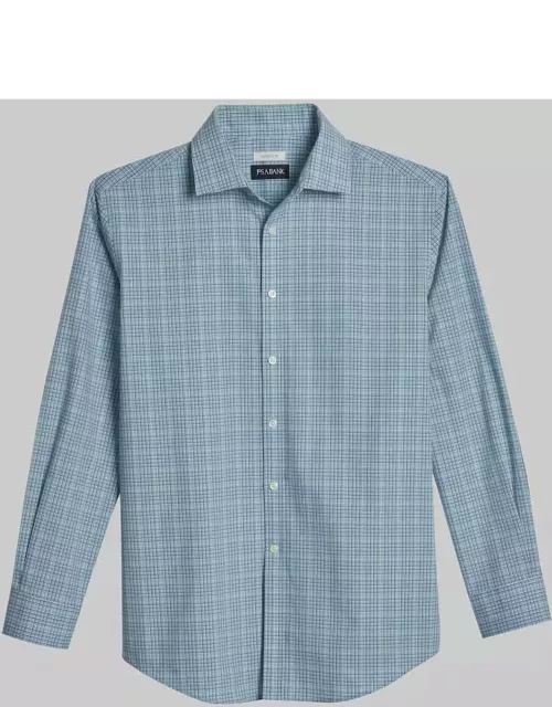 JoS. A. Bank Men's Comfort Stretch Tailored Fit Long Sleeve Casual Shirt, Green/Blue, Smal