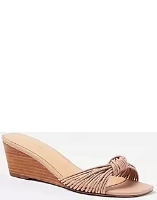 Ann Taylor Knotted Leather Low Wedge Sandal