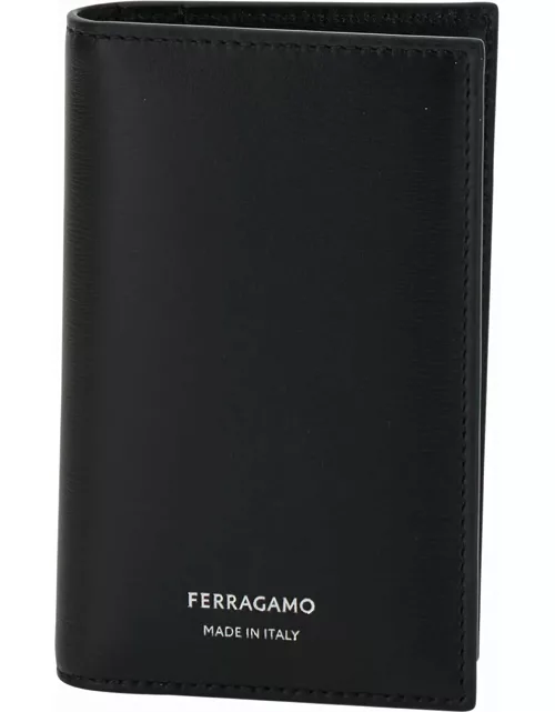 Ferragamo Black Card Holder With Logo In Leather Man