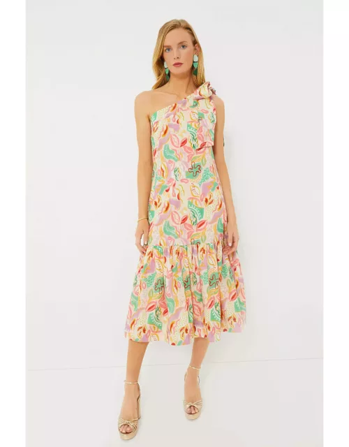 Multi Abstract Floral One Shoulder Orla Dres