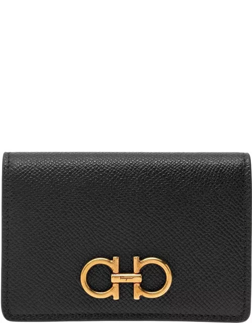 Ferragamo Black Wallet With Gancino Logo In Leather Woman