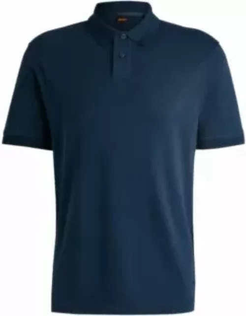Interlock-cotton polo shirt with logo print- Light Blue Men's Polo Shirt