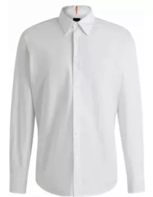 Regular-fit shirt in cotton poplin with Kent collar- White Men's Casual Shirt