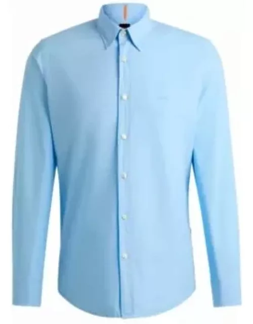 Regular-fit shirt in cotton poplin with Kent collar- Light Blue Men's Casual Shirt