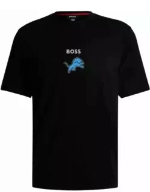 BOSS x NFL stretch-cotton T-shirt with special artwork- Black Men's T-Shirt