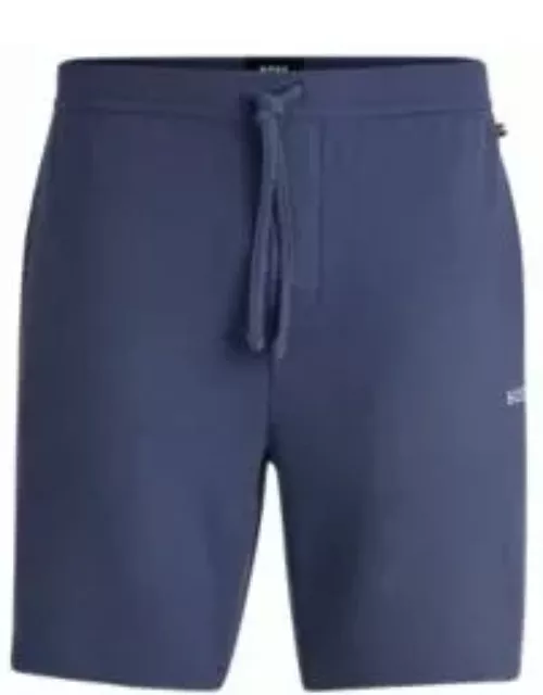 Pajama shorts with embroidered logo- Dark Blue Men's Nightwear