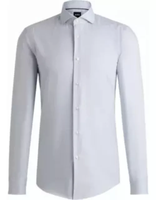 Slim-fit shirt in structured cotton- Light Blue Men's Shirt