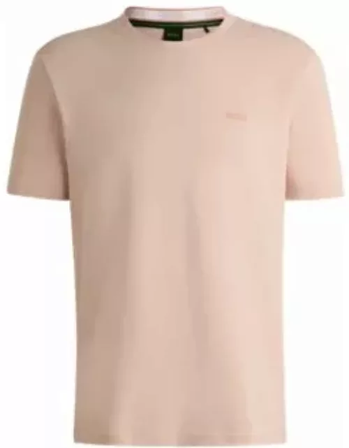 Cotton-piqu T-shirt with Oxford-jacquard back collar- Light Orange Men's T-Shirt