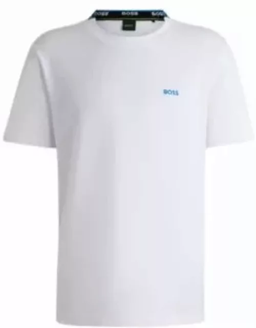 Cotton-piqu T-shirt with Oxford-jacquard back collar- White Men's T-Shirt