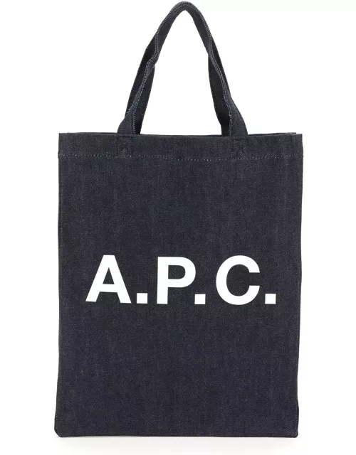 A.P.C. Logo Print Denim Tote Bag