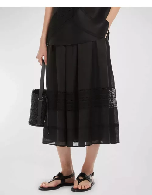 Patto Pleated Lace-Inset Midi Skirt