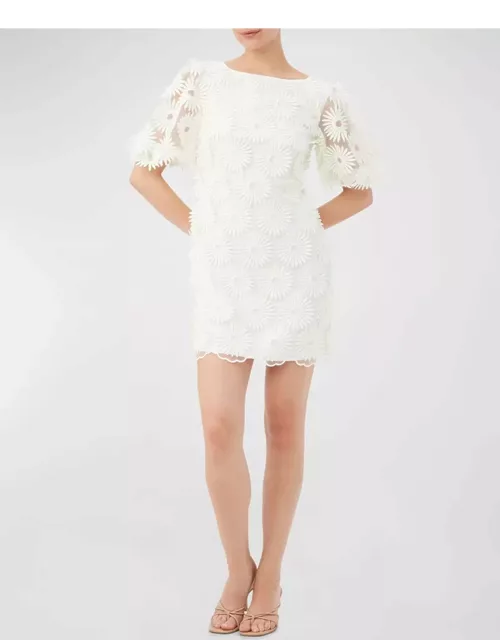 Luv 2 Blouson-Sleeve Floral Applique Mini Dres