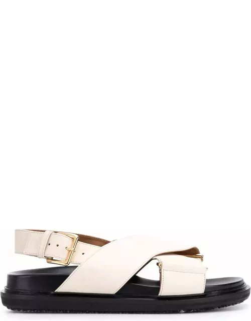 Marni White Sandals With Crossed Bands In Leather Woman
