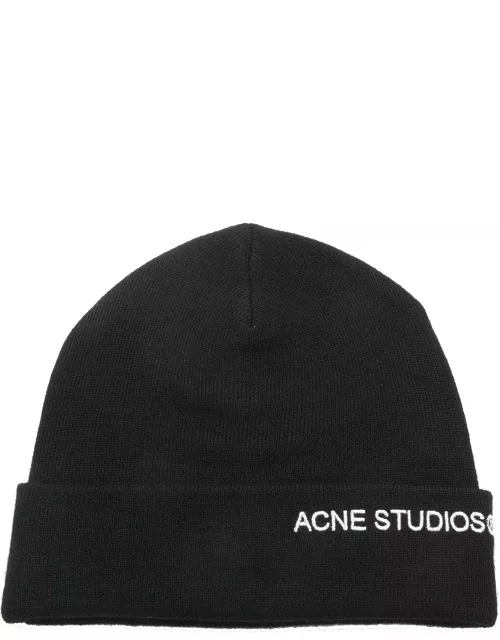 Acne Studios Logo Embroidered Ribbed Beanie
