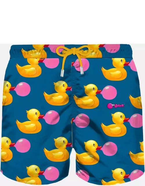 MC2 Saint Barth Man Light Fabric Swim Shorts With Ducky And Big Babol Print Big Babol® Special Edition