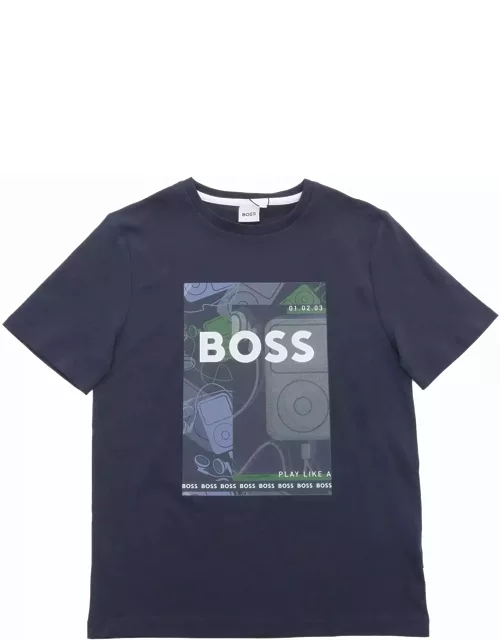 Hugo Boss Blue T-shirt With Pattern