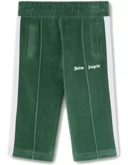 Palm Angels Green Track Pants With Logo