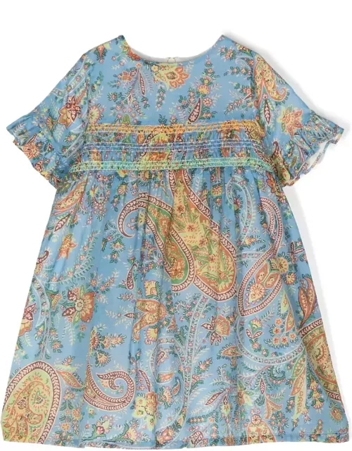 Etro Light Blue Dress With Paisley Print