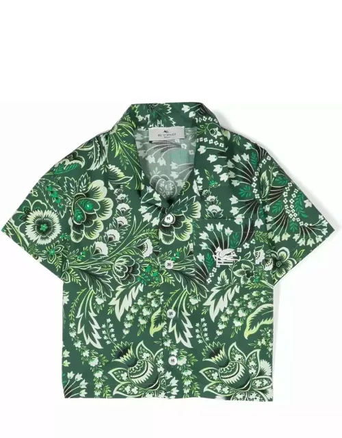 Etro Green Bowling Shirt With Paisley Print