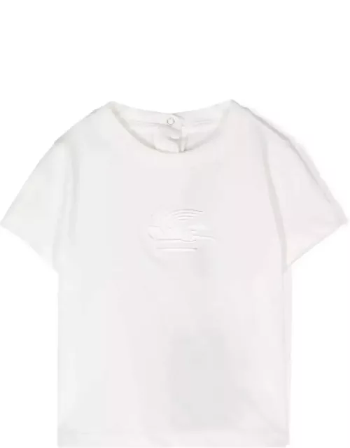 Etro White T-shirt With Pegasus Motif In Tone