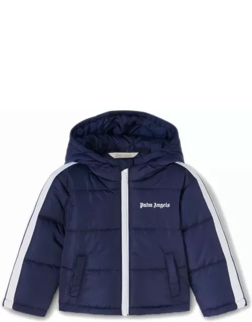 Palm Angels Blue Puffer Jacket With Logo