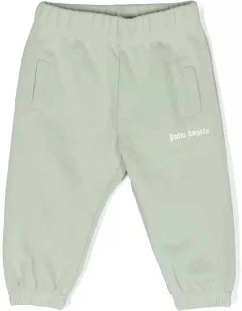 Palm Angels Light Green Cotton Joggers With Logo