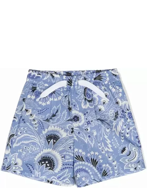 Etro Shorts With Light Blue Paisley Print