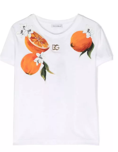 Dolce & Gabbana White T-shirt With Oranges Print