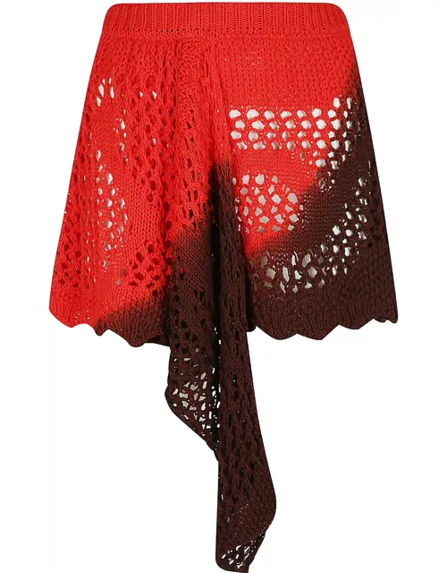 The Attico Elastic Waist Perforated Knitted Midi Skirt