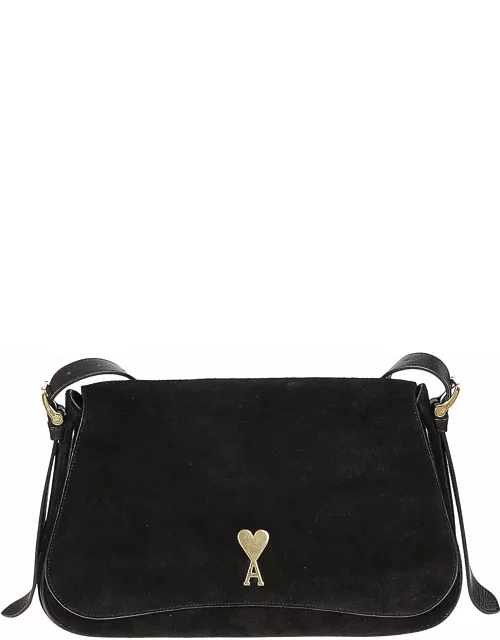 Ami Alexandre Mattiussi Heart Logo Plaque Velvet Shoulder Bag