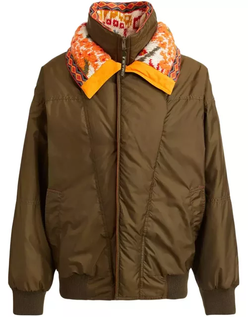 Etro Woman Military Green Jacket With Multicolored Detail