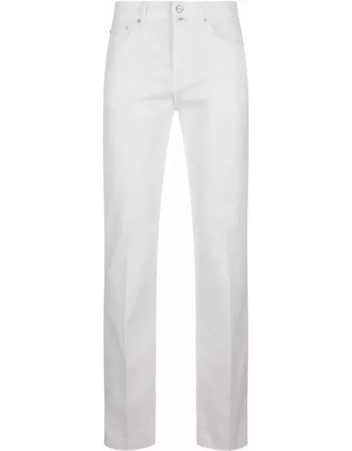 Kiton White 5 Pocket Straight Leg Trouser