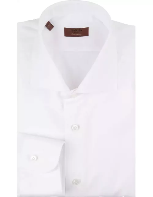 Barba Napoli Slim Fit Shirt In White Cotton