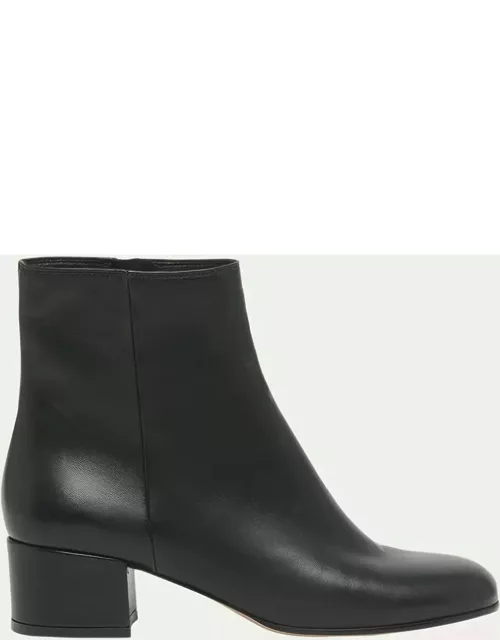 Leather Zip Ankle Bootie