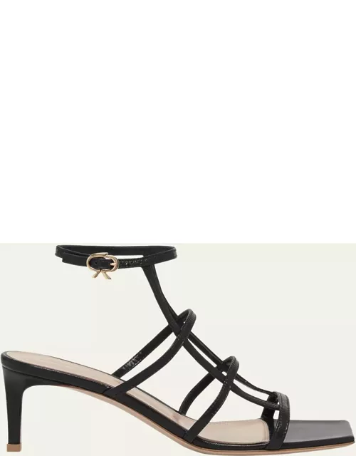 Leather Caged Ankle-Strap Sandal